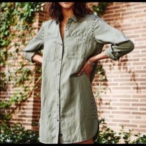 Sz XS Rails Green Lennon Utility Shirt Dress